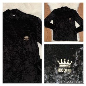 Cheap and Chic Moschino Black Velvet Vintage Top long sleeve
